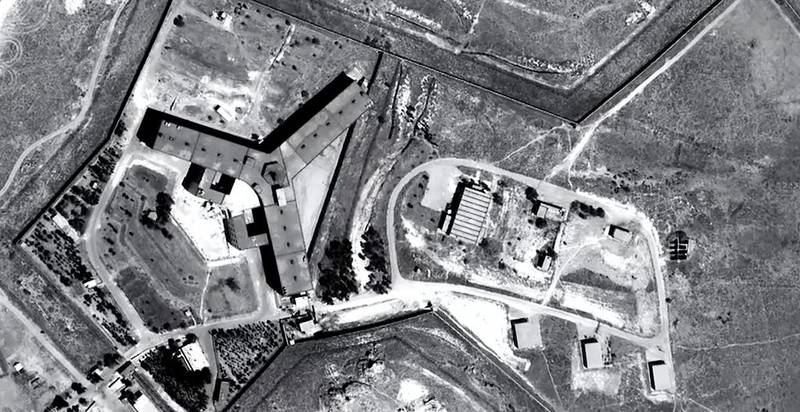 A  satellite image of  the military-run Saydnaya prison near Damascus. Amnesty International / AFP

