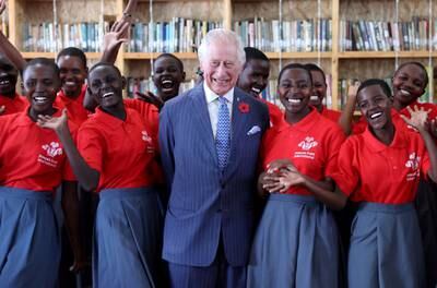 King Charles III with young students taking part in a Prince's Trust International enterprise challenge. The king has announced that the charity will now be known as the King's Trust. Reuters