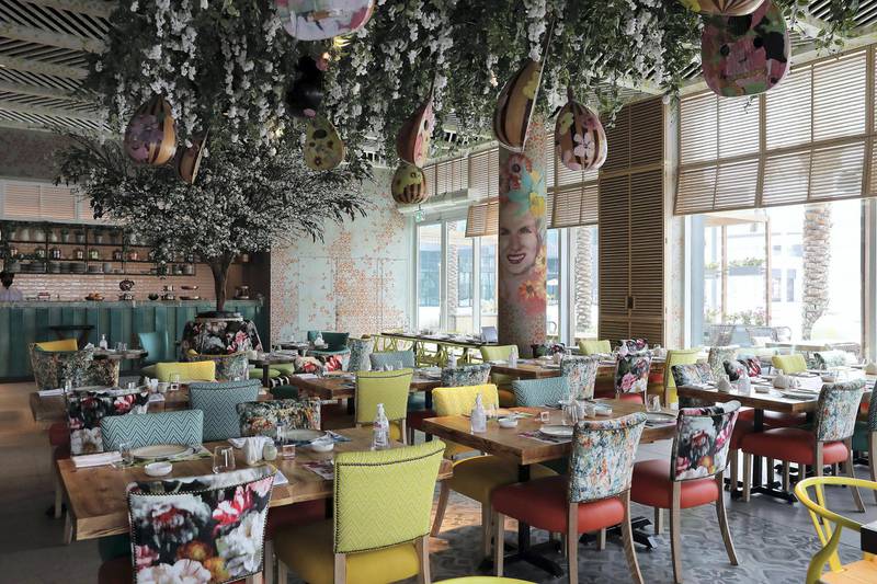 Inside view of the Grand Beirut restaurant at Dubai Digital Park in Dubai Silicon Oasis in Dubai on June 22,2021. Pawan Singh / The National. Story by Janice Rodrigues