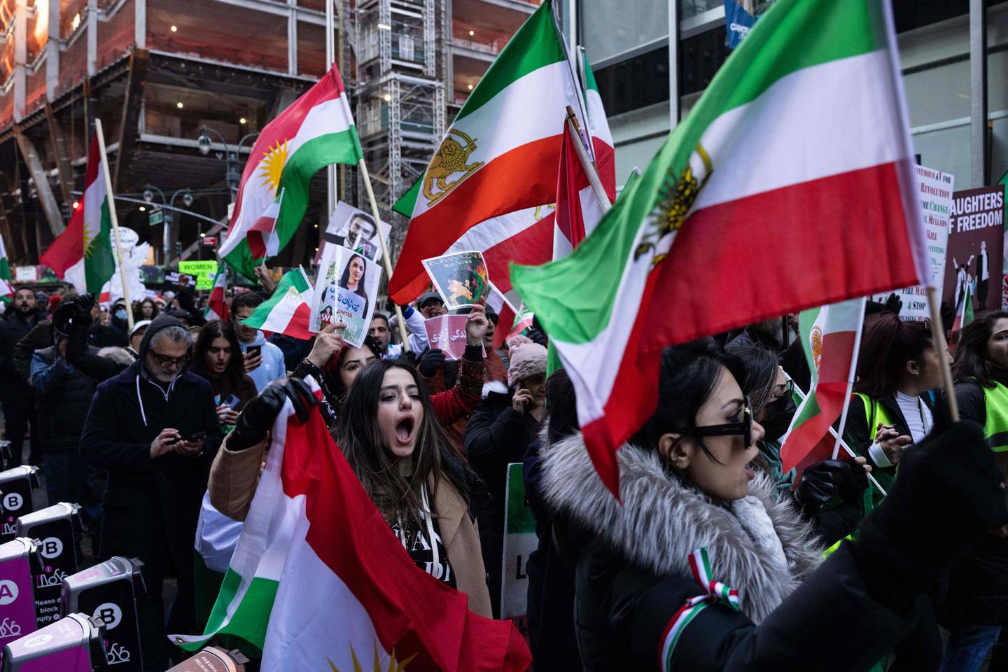 Protesters in New York call on the United Nations to take action against the treatment of women in Iran, after the death of Mahsa Amini while in custody in Tehran, November 19, 2022. AFP