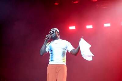 British rapper Stormzy performs at Etihad Park, Yas Island.