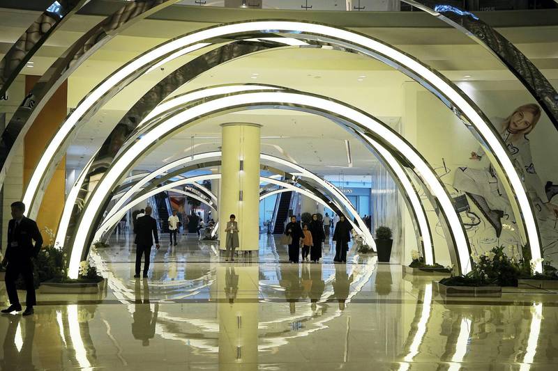            DUBAI , UNITED ARAB EMIRATES , MARCH 8  – 2018 :- View of the entrance of new extension of fashion avenue at Dubai Mall in Dubai. ( Pawan Singh / The National ) For News                    