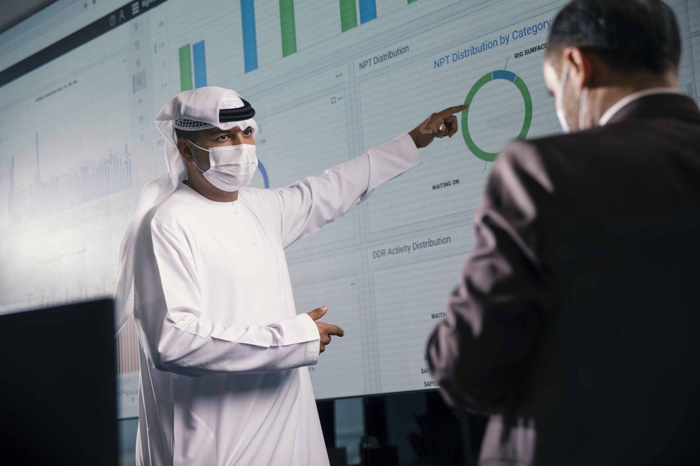 Performance Engineers at Adnoc Drilling's Digital Remote Technology Centre leverage data and advanced technology that lets them control drilling activity in real time, optimising performance and costs. Photo: Adnoc