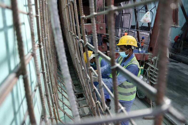 Workers inside the Etihad Rail tunnel in Fujairah. It has been one of the most challenging construction projects seen in the country to date.