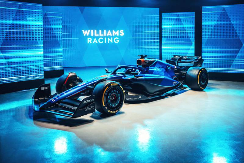 Williams Racing unveil the new livery for their FW45 car for the 2023 season. AFP