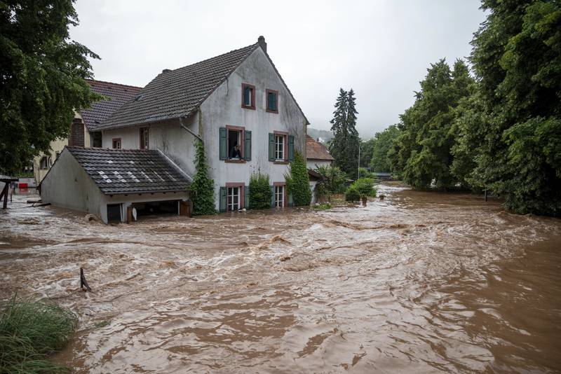 The flooded village of Erdorf, Germany. Large parts of northern and central Europe are flooded after continuous rain and dozens are feared dead.