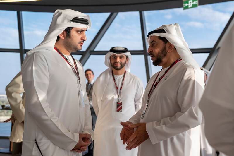 Sheikh Hamdan bin Zayed, Ruler’s Representative in Al Dhafra Region, right, with Sheikh Maktoum bin Mohammed, Deputy Prime Minister, Deputy Ruler of Dubai and Minister of Finance. Photo: Mohamed Al Hammadi / UAE Presidential Court