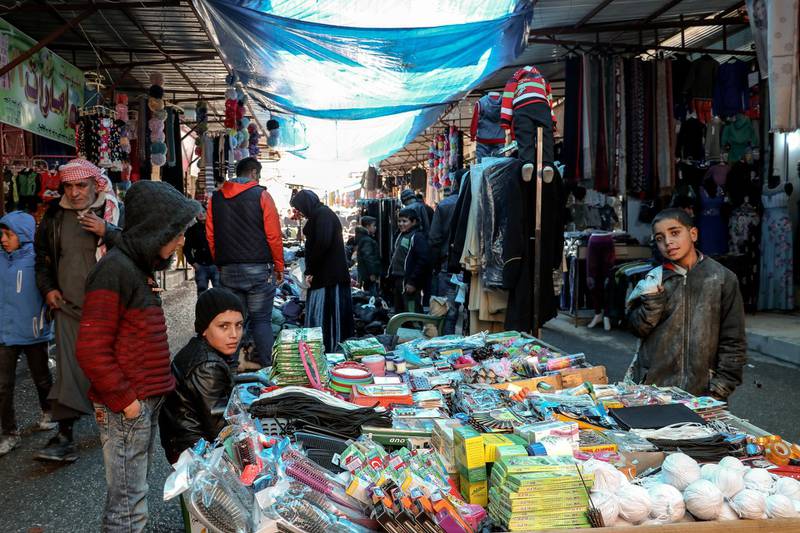 epa07255760 Syrian citizens walk in a popular market in Manbij town in northern Syria, 31 December 2018. According to reports on 28 December 2018, The US-backed Kurdish People's Protection Units (YPG) and the Syrian Democratic Forces (SDF), which control a 250km territory in northern Syria, asked Assad's Syrian army to take over control of Manbij town (some 40 km from Syrian-Turkish border) in order to protect it from a potential Turkish attack. On 19 December 2018 US President Donald J. Trump announced the withdrawal of US forces from Syria, and on 24 December 2018 he said that Turkey, a NATO ally, will be clearing the last of IS pockets in Syria. Turkey classifies the YPG and SDF as terrorist organizations.  EPA/STR