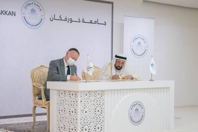 Dr Sheikh Sultan also signed an agreement between the University of Khorfakkan and the University of Exeter in England to design and prepare bachelor's programmes in both marine biology and marine science.