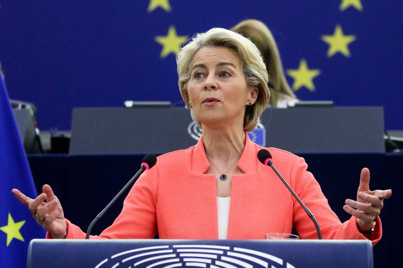 European Commission President Ursula von der Leyen gave a State of the Union speech in Strasbourg, France. AFP