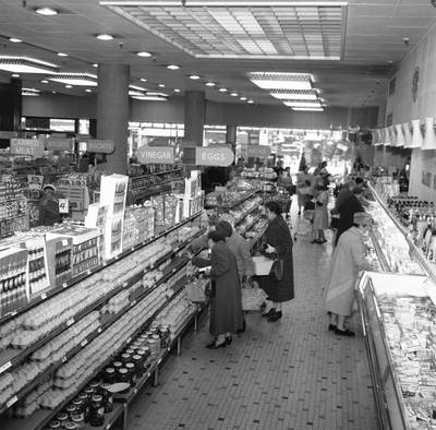 Customers doing their weekly shop at Bexley Heath Co-Op supermarket in 1961