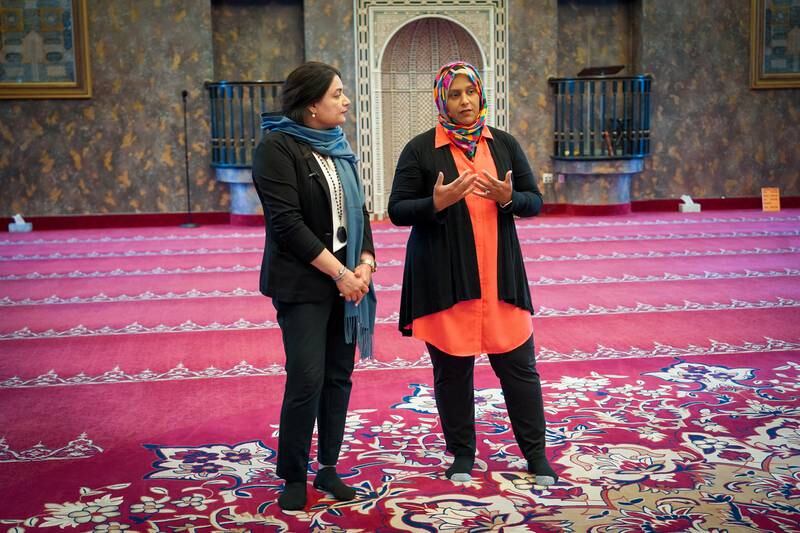 Staff members Shabana Ahmed and Samina Sohail say the prayer space and wider grounds of the Islamic Centre feel like a second home