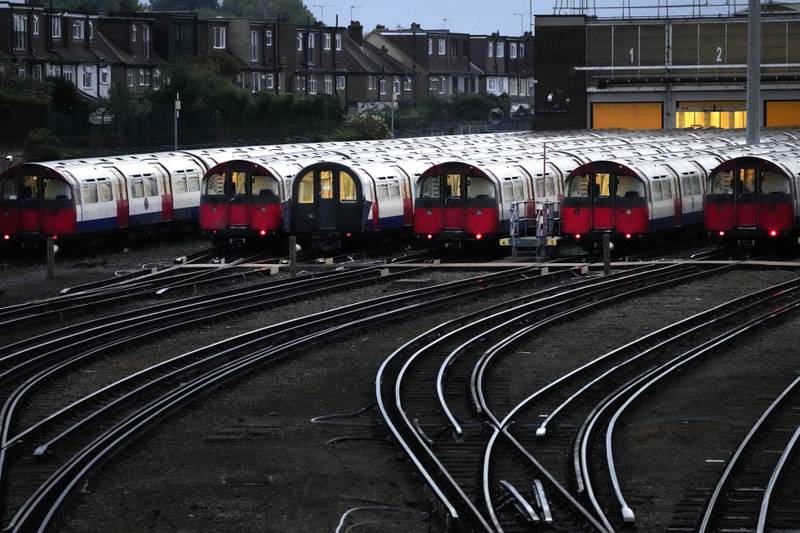 Piccadilly line trains remain at the depot. AP