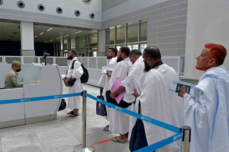 Muslim pilgrims arrive at King Abdulaziz International Airport in the Red Sea coastal city of Jeddah, Saudi Arabia. AFP