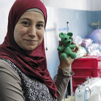 Haifa, one of the Syrian women who is part of the crocheting group. Courtesy MAPS.