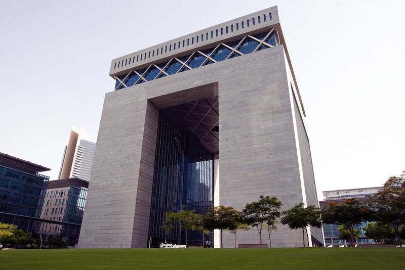 The DIFC building in Dubai. Business leaders in the emirate are more optimistic about conditions in the third quarter than the previous three months, Dubai Chamber said. Jeff Topping / The National