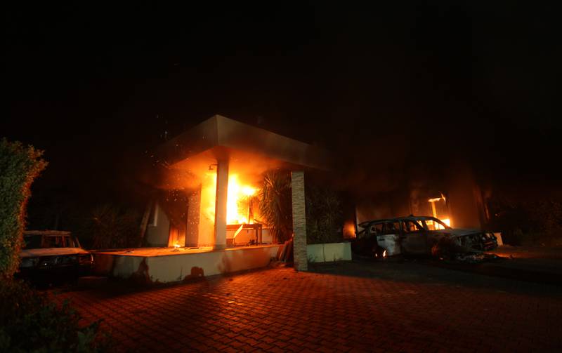The US Consulate in Benghazi in flames. Reuters