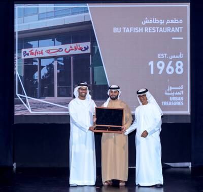 Seafood restaurant Bu Tafish was honoured at the ceremony. It was named by the UAE’s Founding Father, the late Sheikh Zayed Bin Sultan Al Nahyan, when it was launched as a boat kiosk in 1968. 