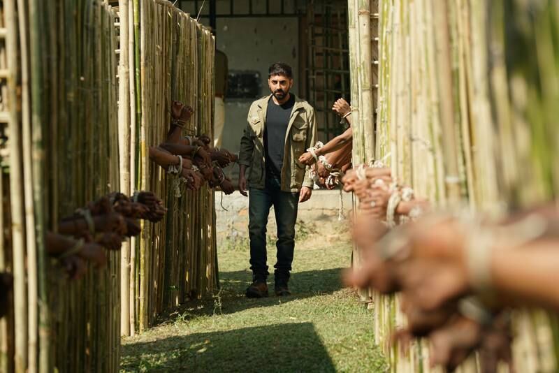 Ayushmann Khurrana plays an undercover officer in the political thriller 'Anek'. All photos: Benaras Media Works