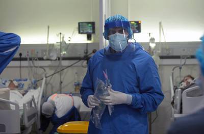Medical staff members work at an intensive care unit for patients suffering from coronavirus, at Rafik Hariri University Hospital, in Beirut, Lebanon. Reuters