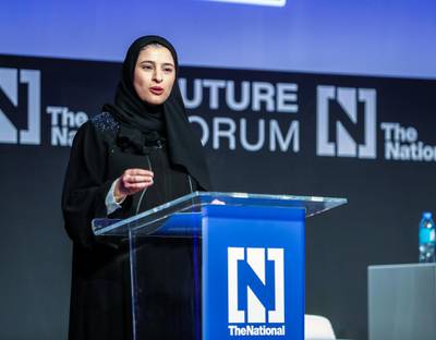 Abu Dhabi, UAE.  May 8, 2018.  The National Future Forum.  H.E. Sarah Al Amiri, UAE Minister of State for Advanced Sciences.Victor Besa / The National
