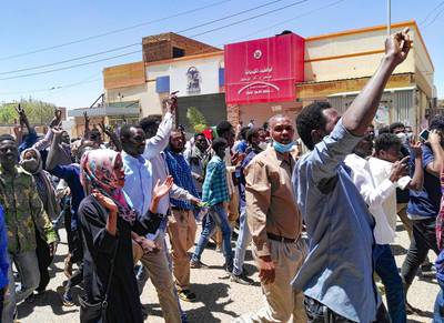 Sudanese protesters chant slogans during an anti-government demonstration in the capital Khartoum. AFP
