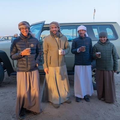 Sheikh Hamdan during a falconry trip in Uzbekistan