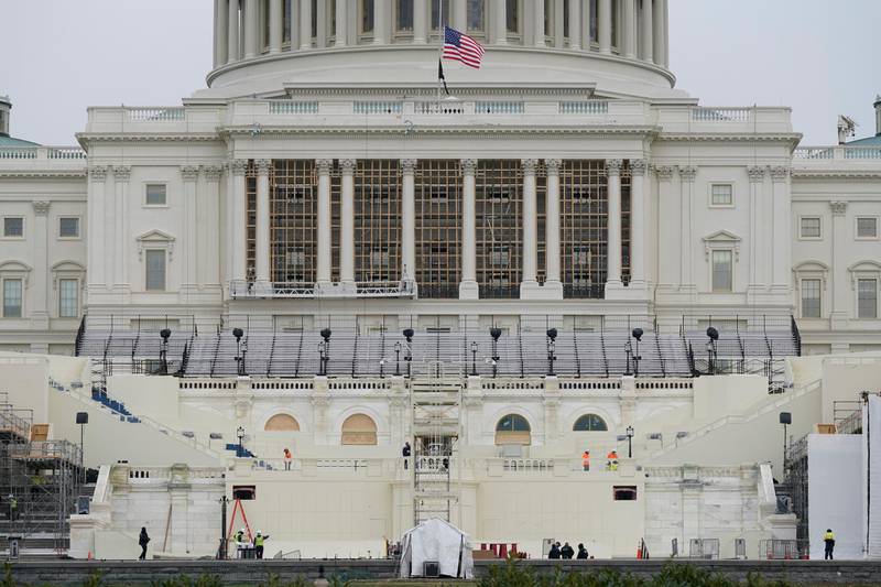 Preparations take place for President-elect Joe Biden's inauguration on the West Front of the US Capitol. AP Photo