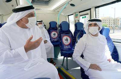 Sheikh Hamdan bin Mohammed toured the new Al Ghubaiba Bus Station. Courtesy: Sheikh Hamdan Twitter    