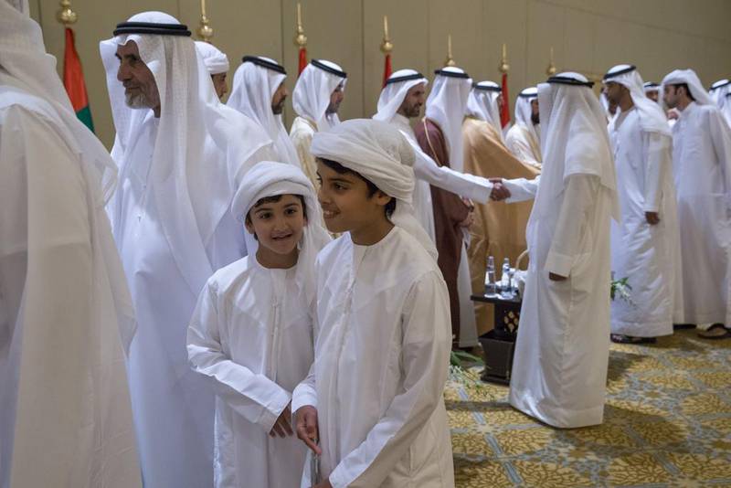 Sheikh Mohammed bin Abdullah bin Zayed, right, and Sheikh Zayed bin Abdullah bin Zayed at the reception. Donald Weber / Crown Prince Court - Abu Dhabi
