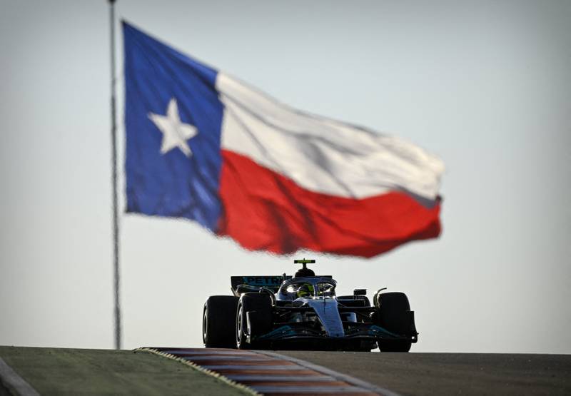 Mercedes driver Lewis Hamilton drives during practice for the US Grand Prix. USA Today