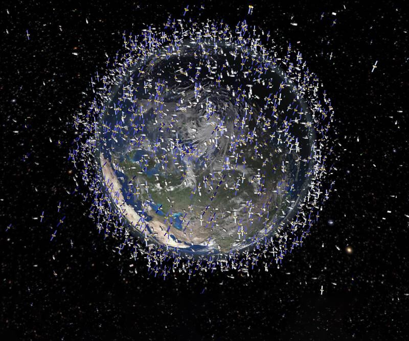 An artist's impression by the European Space Agency shows the debris field in low-Earth orbit, which extends to 2,000 kilometres above the Earth's surface. AFP