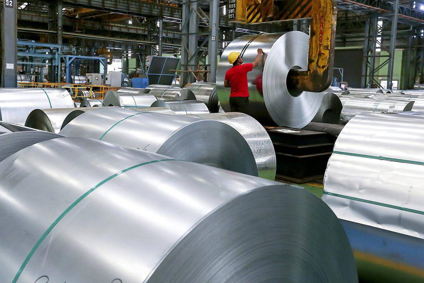 The interior of Uttam Galva Steels manufacturing plant in India. Bloomberg
