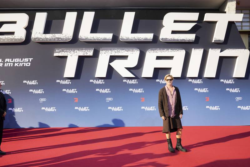 Brad Pitt walks the red carpet for the movie 'Bullet Train' at Zoo Palast in Berlin.  AP