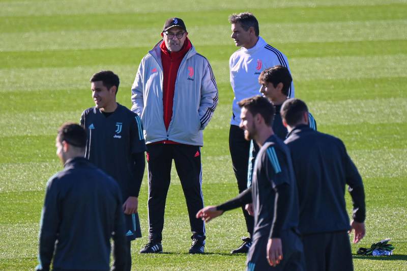 Juventus' Italian coach Maurizio Sarri supervises a training session. AFP