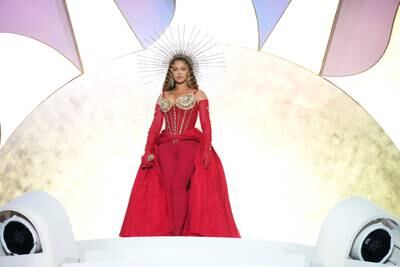 Beyonce on stage at the grand reveal of Atlantis The Royal. Photo: Kevin Mazur/Getty Images for Atlantis The Royal