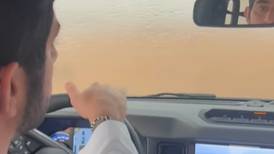 Watch: Sheikh Hamdan gets caught in the rain while driving through Dubai desert