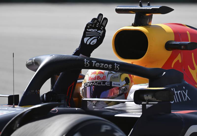 Red Bull Racing's Max Verstappen waves to the crowd after winning the Canadian Grand Prix. AP