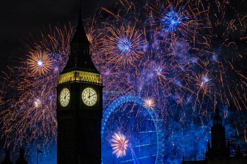 Fireworks over the London Eye and the Big Ben on January 1, 2023. PA