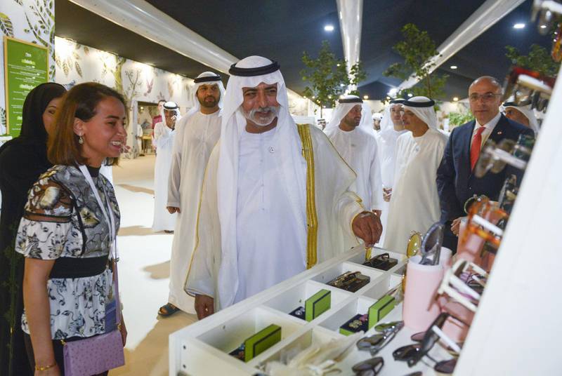 Abu Dhabi, United Arab Emirates - Red Crescent launches their annual Ataya charity exhibition with the presence of Sheikh Al Nahyan, who strolls around the various stalls at the ÔCelebrations LandÕ on March 11, 2018. (Khushnum Bhandari/ The National)