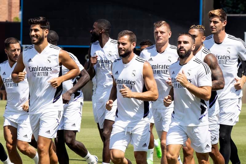 Real Madrid players train in Los Angeles. EPA
