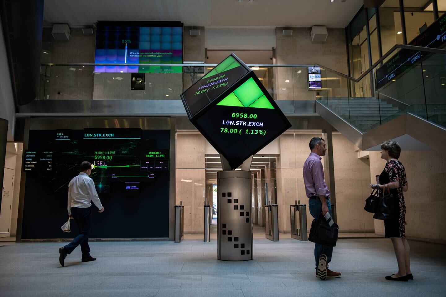 Financial market figures at the London Stock Exchange last year, when the pound endured a difficult time. Getty Images
