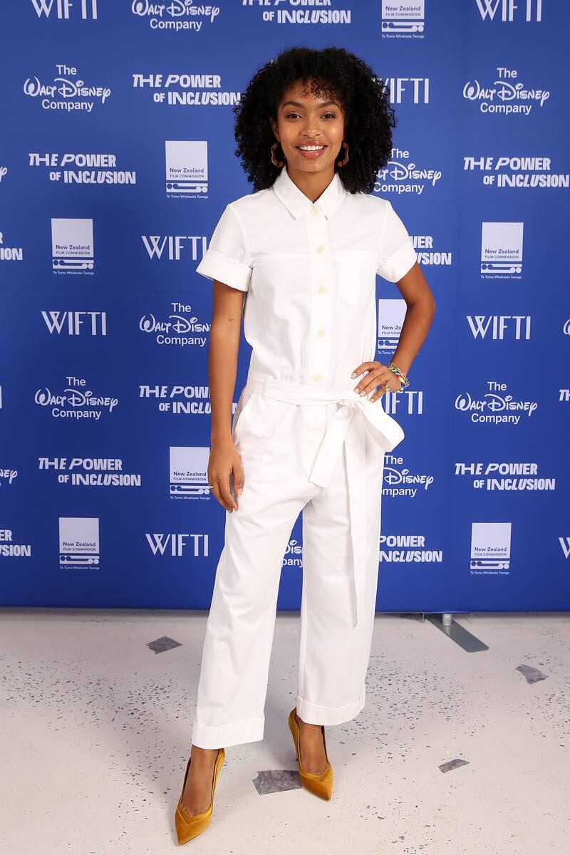Yara Shahidi, in a white-belted jumpsuit by Cos, attends the Power Of Inclusion Summit at Aotea Centre on October 3, 2019 in Auckland, New Zealand. Getty Images