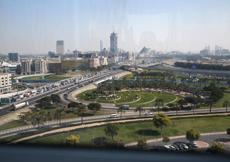 Dubai, United Arab Emirates, December 28, 2017.   Media Tour of the Dubai Frame.  The View of  Sheikh Rashid road from the Dubai Frame.Victor Besa for The National.NA
