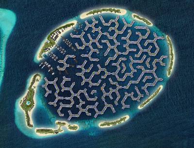 The design of Maldives Floating City is inspired by brain coral, a type of marine organism resembling the human brain. All photos: Waterstudio/Dutch Docklands Maldives