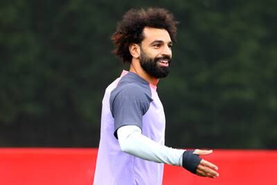 Liverpool's Mohamed Salah during a training session as the team prepare for their Europa League match against Austrian club LASK. PA