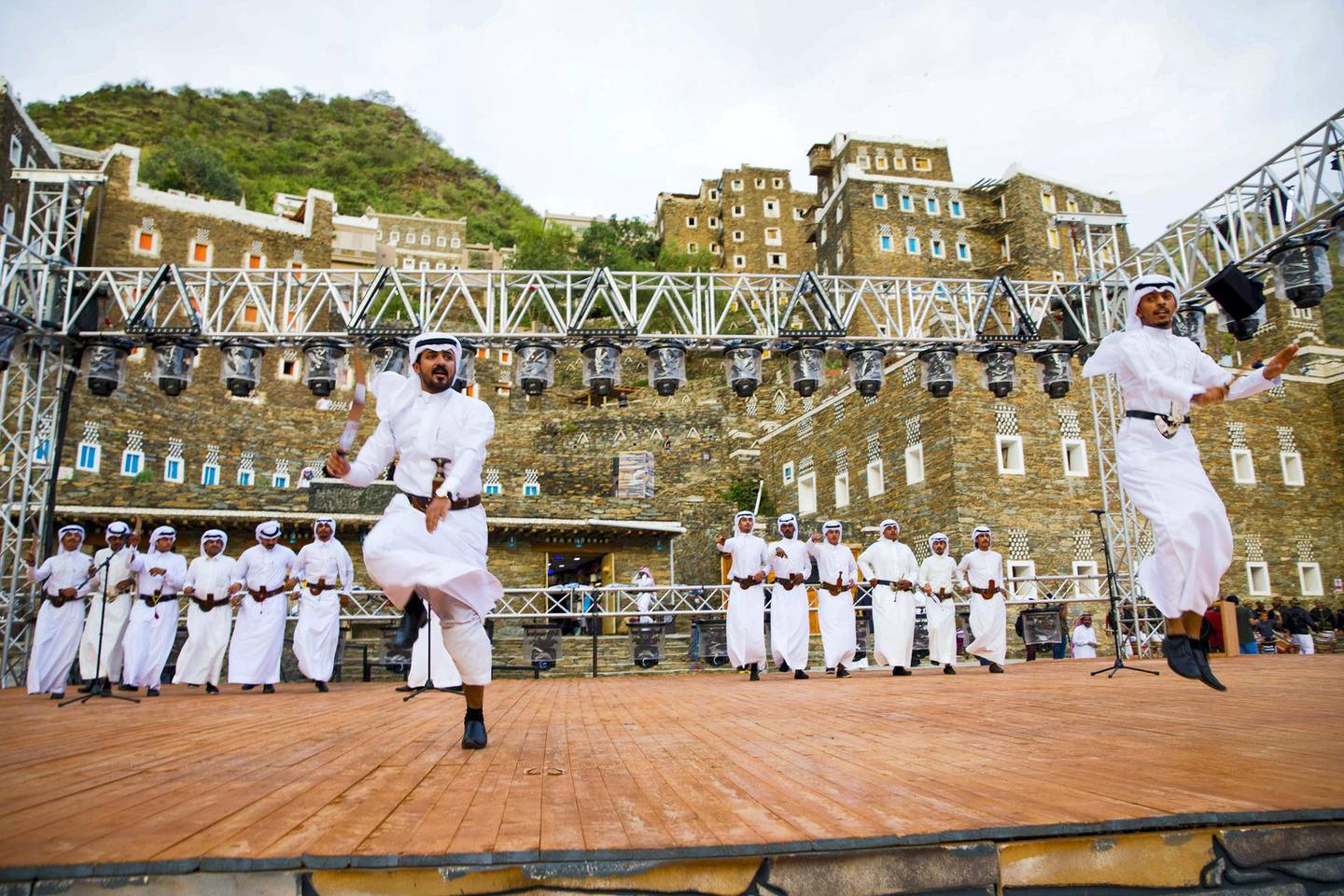 A performance on stage as part of the Flower Men festival. Courtesy of Saudi MOC