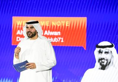 Ahmad Alwan, deputy chief executive of Hub71, at the technology centre's Impact event for start-ups in Abu Dhabi on Monday. Khushnum Bhandari / The National