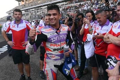 Jorge Martin of Spain and Prima Pramac racing team celebrates after winning the sprint race. Getty Images