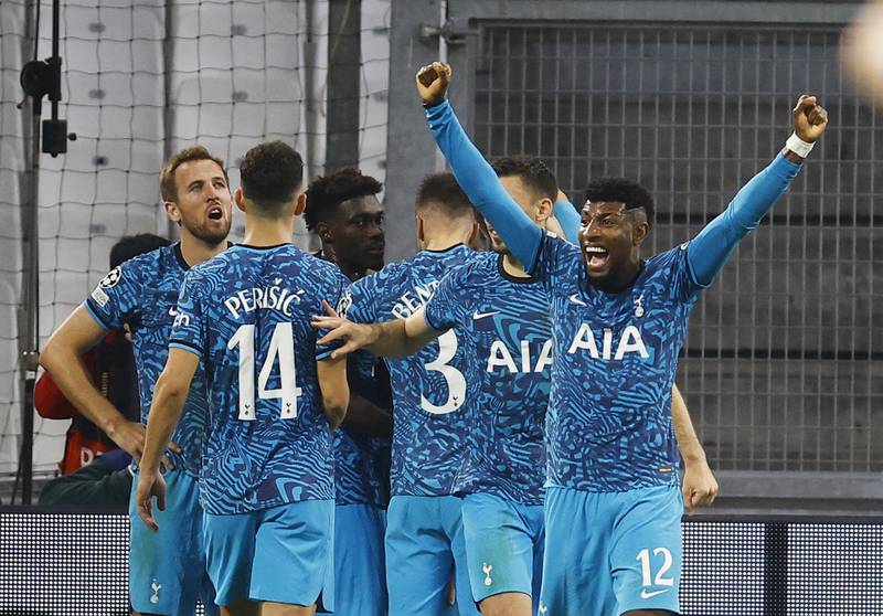 Tottenham's Emerson Royal celebrates their second goal. Reuters